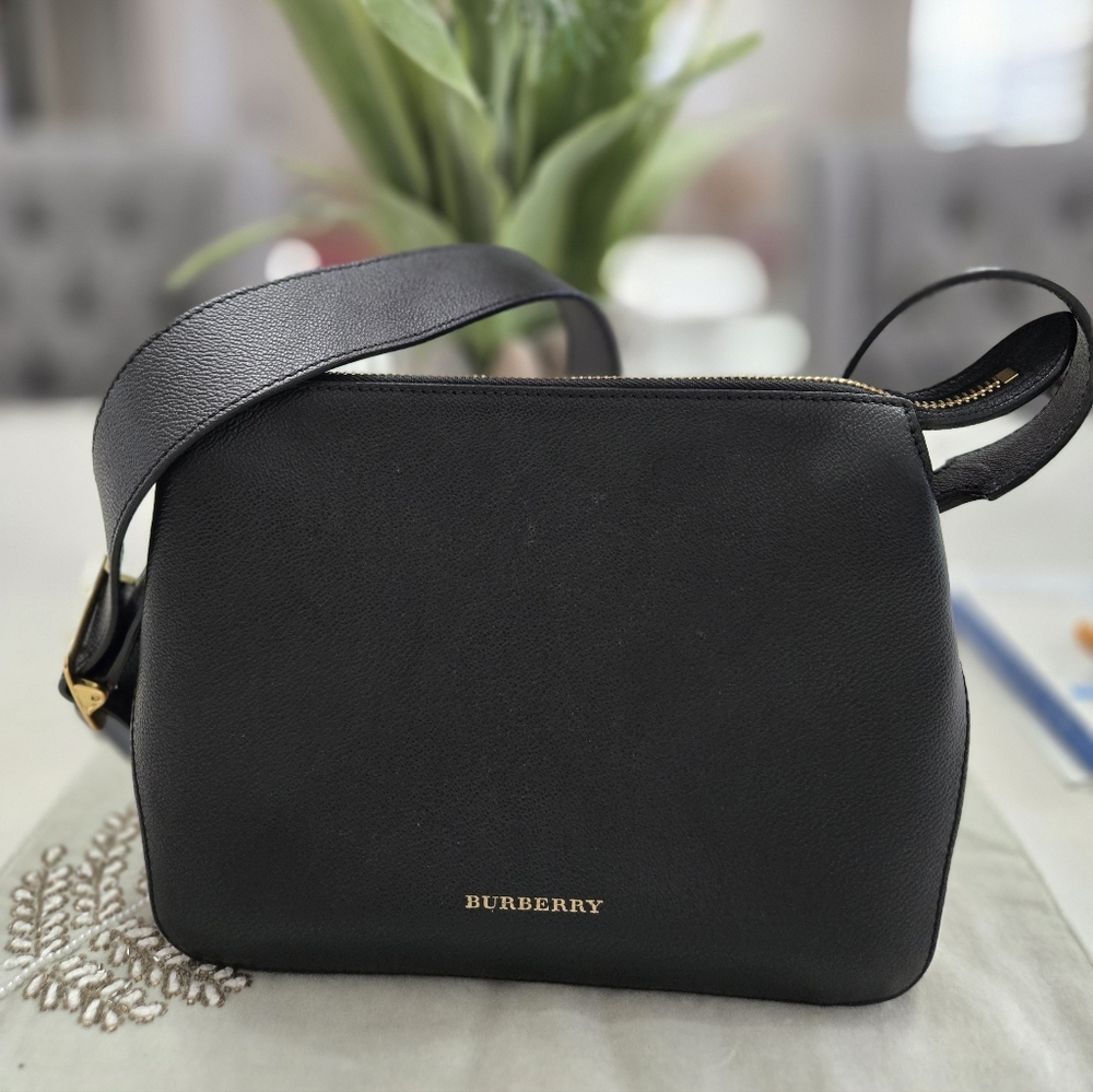 Burberry Black Leather Crossbody with Gold Hardware